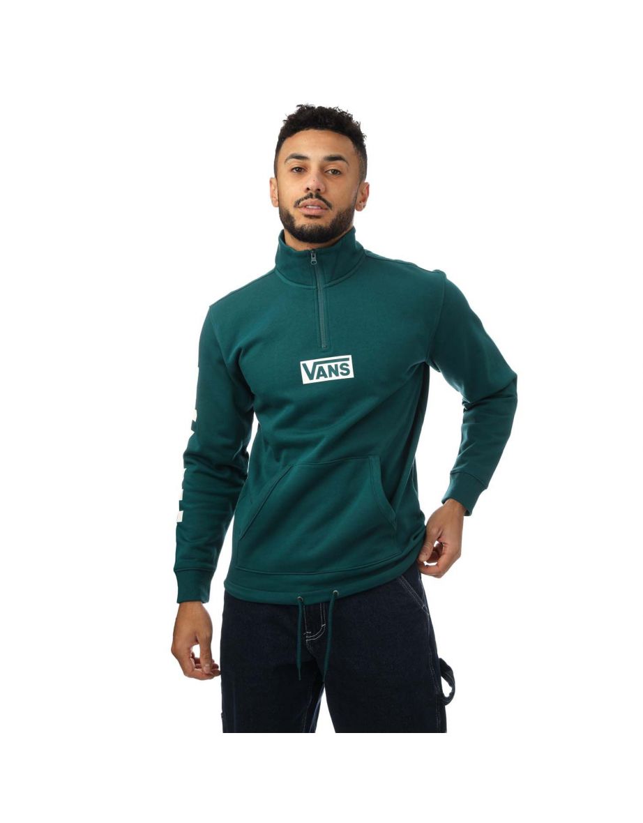 Pile Vans verde con mezza zip da uomo