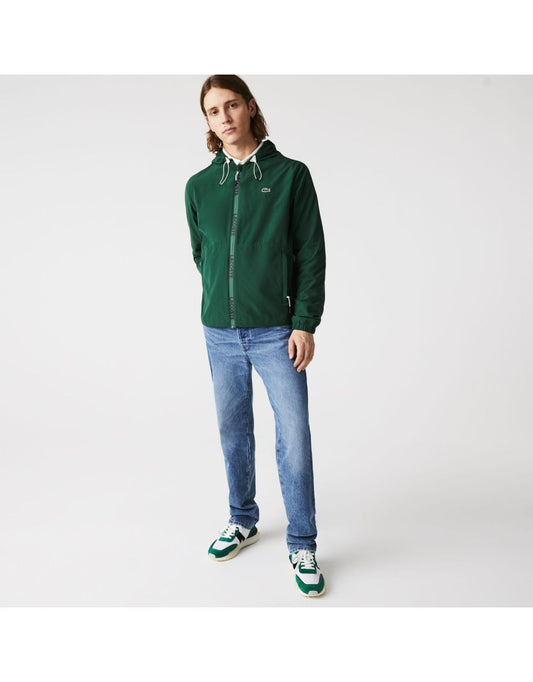 Jaqueta Bomber Lacoste verde resistente à água para homens