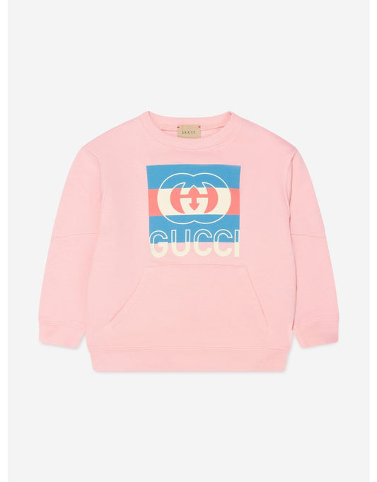 Felpa con logo da bambina in rosa