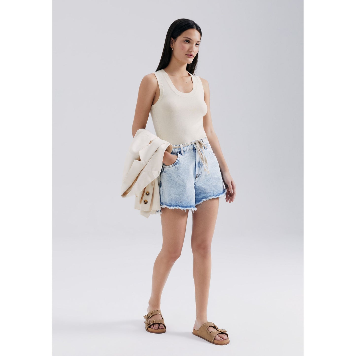 Shorts jeans masculinos sem cinto