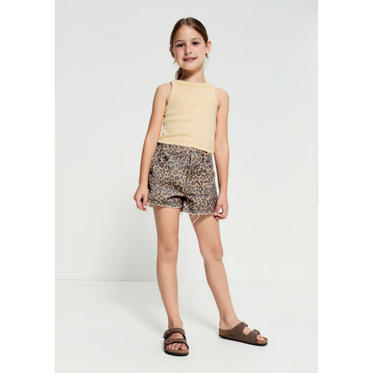 Pantaloncini da bambina in twill con stampa animalier