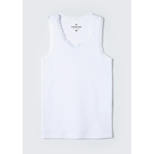 Canotta Basic a coste con pizzo per bambina