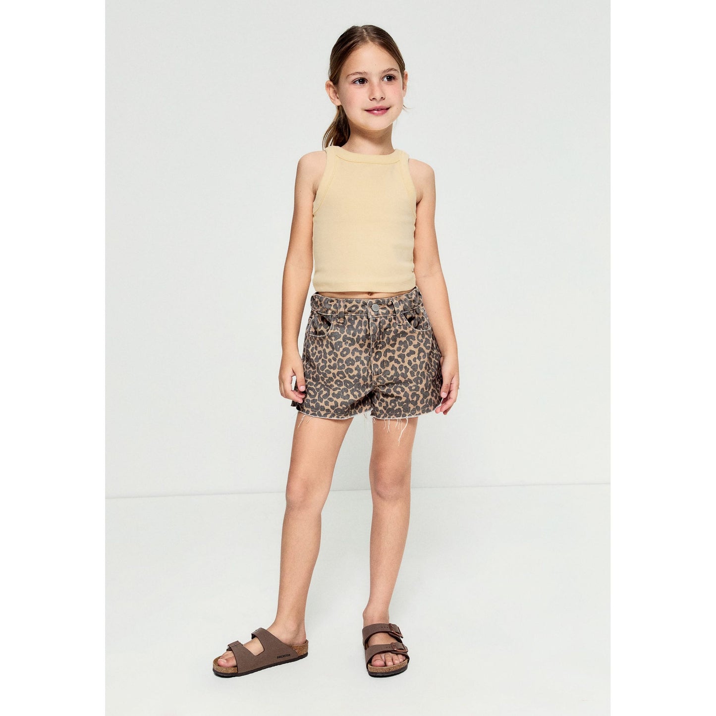 Camiseta de tirantes acanalada para niña
