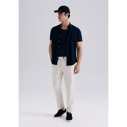 Pantaloni Chino a righe da uomo con lino