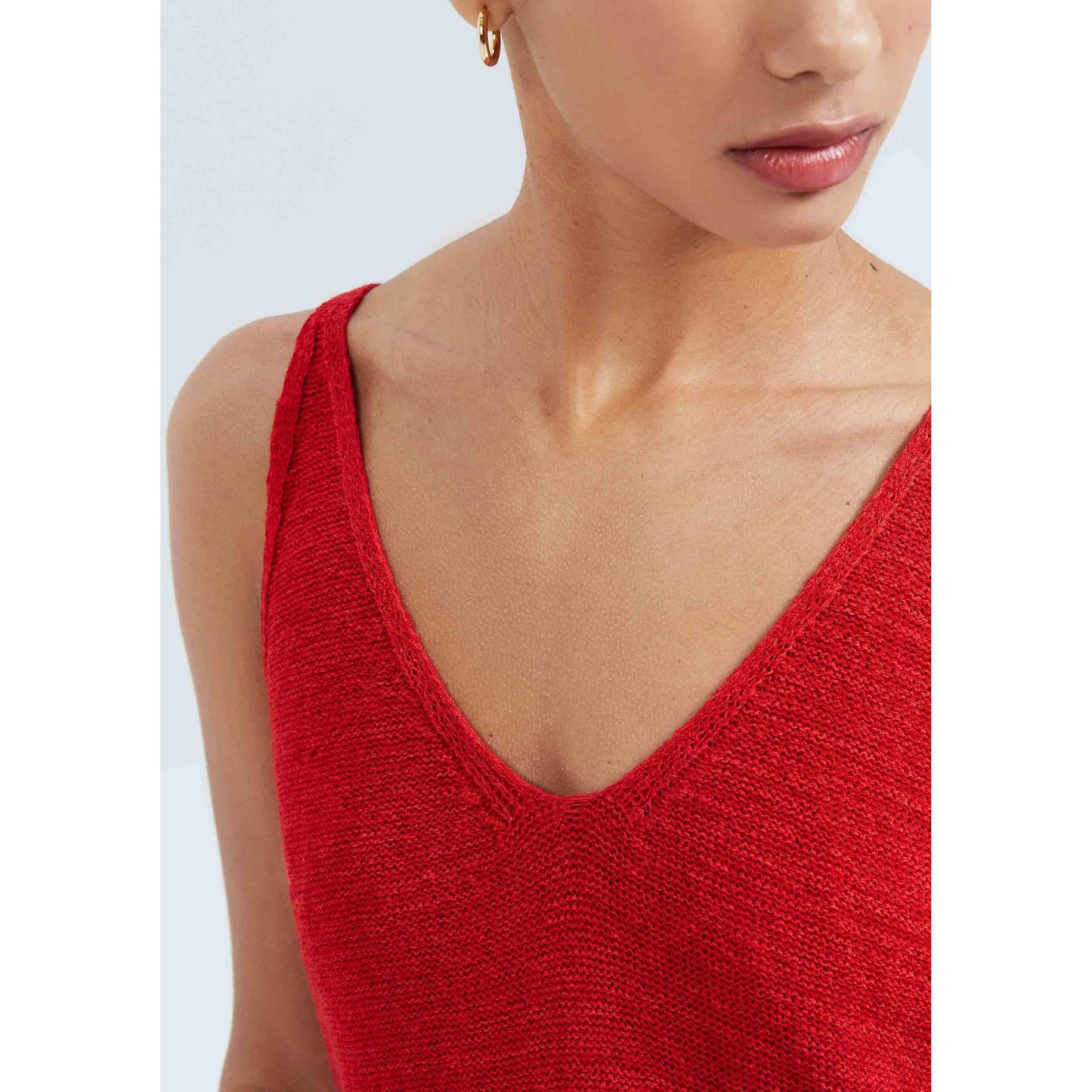 Camiseta de tirantes de punto con cuello en V para hombre