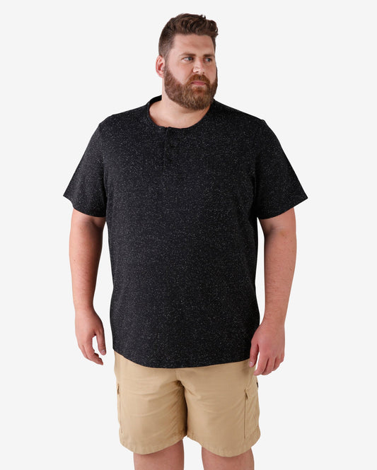 Maglietta a maniche corte Plus Size con bottoni - Nero
