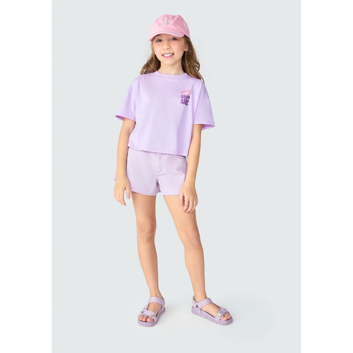 Blusa de manga curta com recorte para meninas