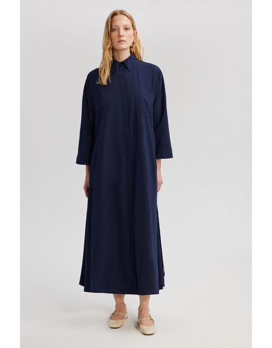 Vestido com camisa texturizada de linho