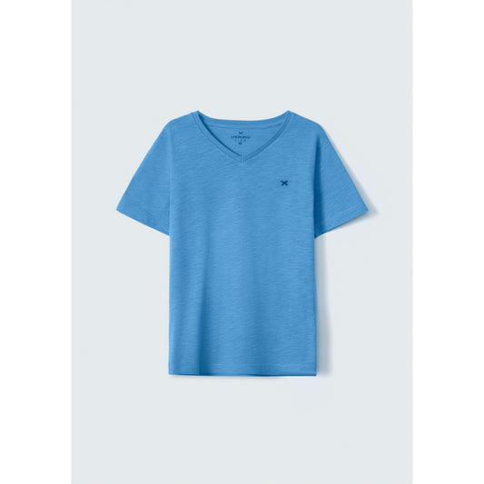 Maglietta Basic con scollo a V Slub da ragazzo
