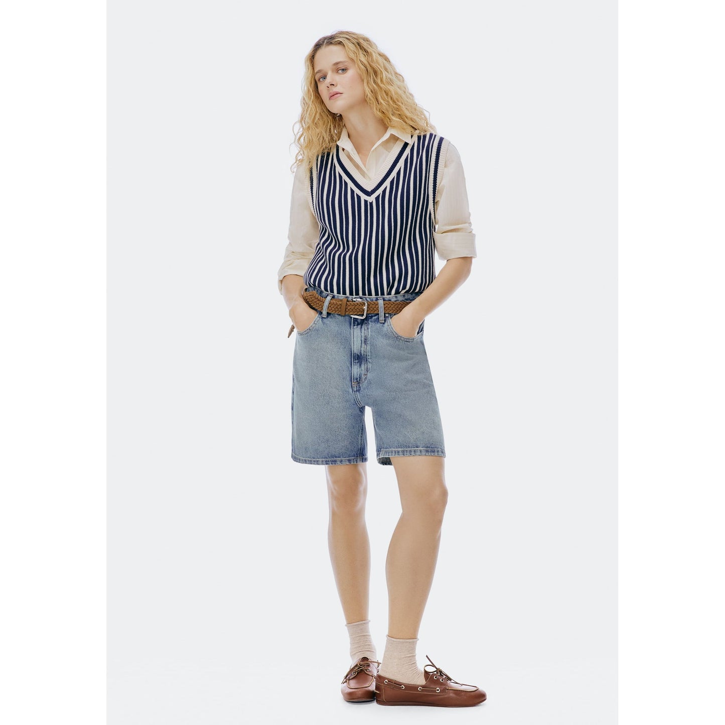 Shorts jeans masculinos de cintura média