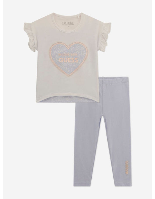 Conjunto de legging branco para meninas