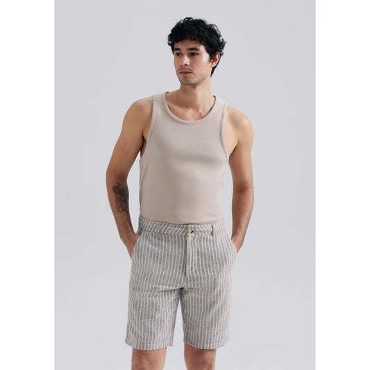 Pantalones cortos de lino a rayas para hombre