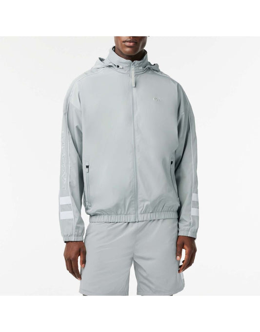 Jaqueta Lacoste masculina resistente à água com detalhes em contraste