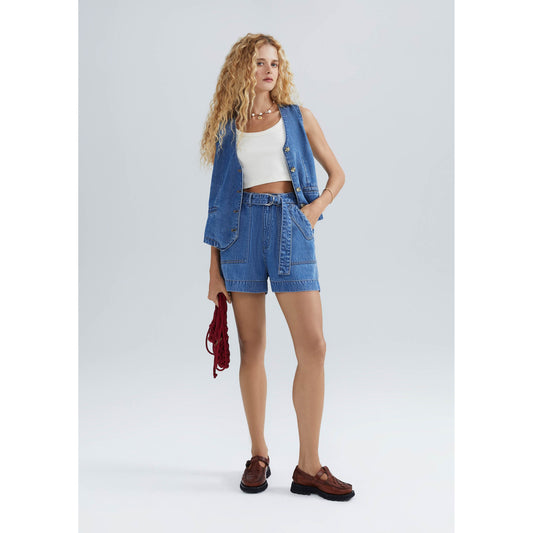 Shorts jeans masculinos de cintura média com cinto