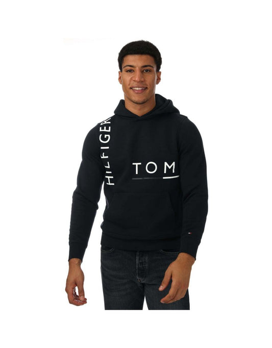 Men's Tommy Hilfiger Flex Fleece Offset Graphic Hoodie in Blue