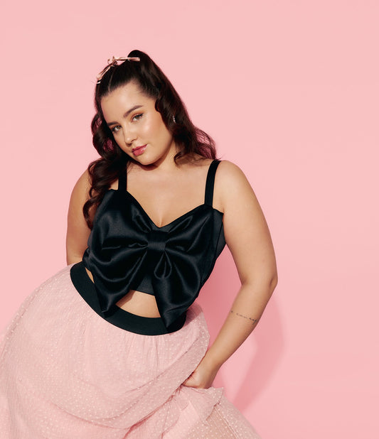 Falda midi de tul a capas de lunares rosas - Tallas grandes y curvas