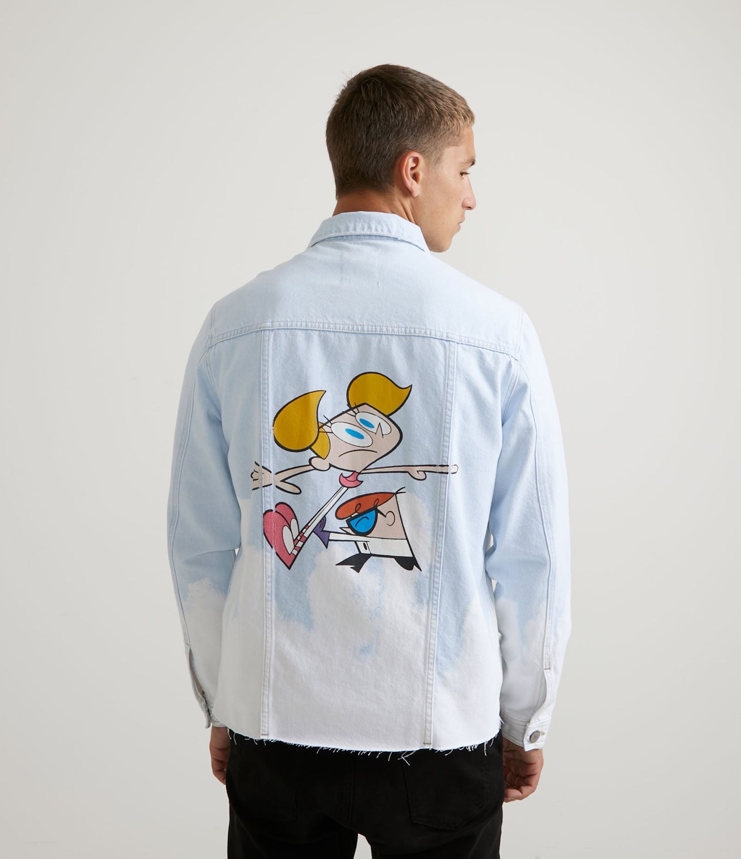 Giacca di jeans Tie-Dye con stampa Didi e Dexter sulla schiena - Blu