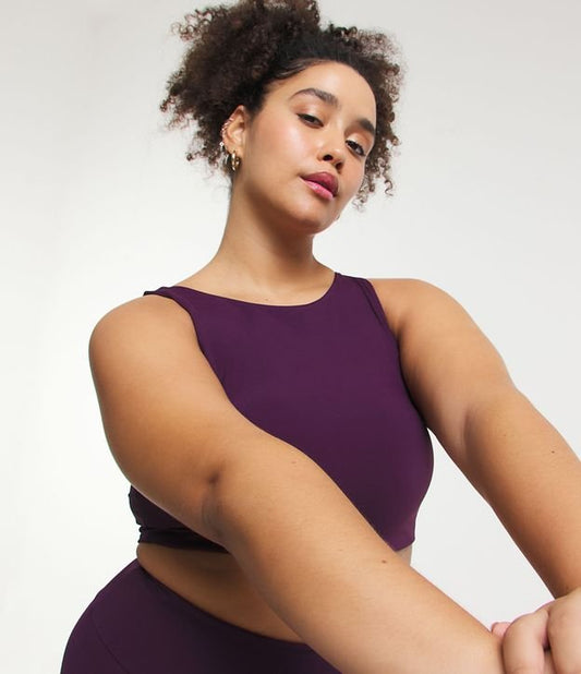 Reggiseno sportivo in poliammide con imbottitura e compressione media, Curve e taglie forti, viola