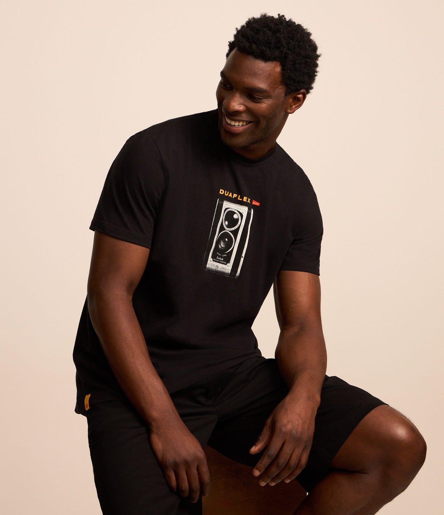 Camiseta de algodón Comfort con estampado Kodak Duaflex en negro