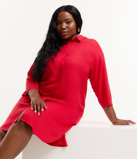 Vestito a camicia in viscosa con orlo arrotondato, taglia Curve & Plus M