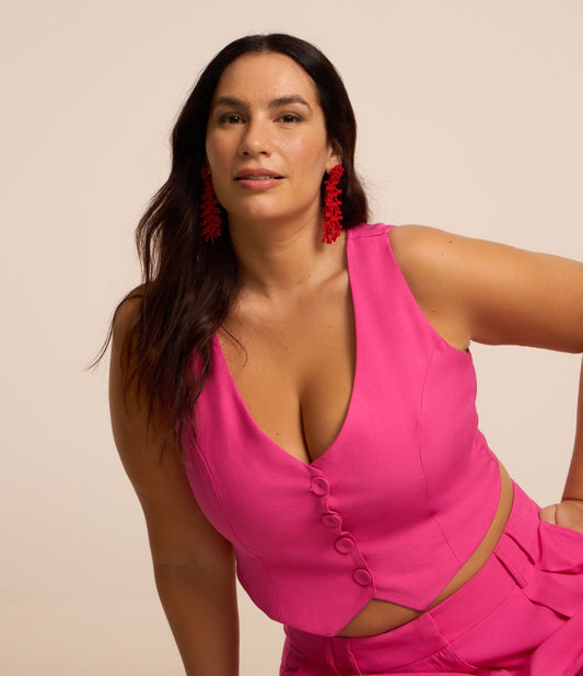 Colete cortado sob medida Curve & Plus Size Pink