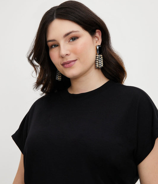Top senza maniche a coste Basic Curve & Plus Size Nero