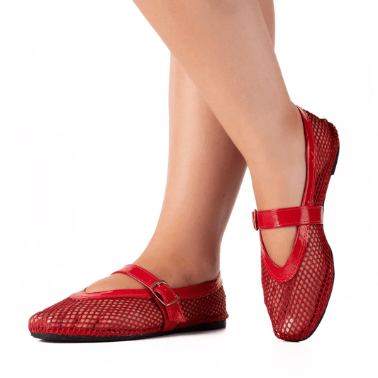 Ballerine Mississippi in rete rossa da donna