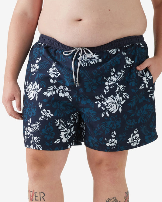 Pantaloncini da bagno Hawaii blu scuro da uomo taglie forti
