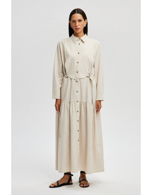 Vestido maxi de linho