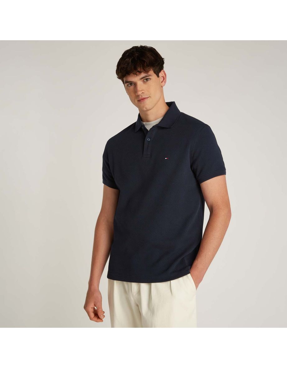 Polo da uomo Tommy Hilfiger Waffle Knit Regular Fit - Blu