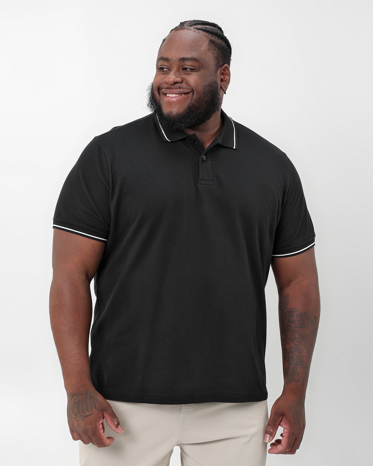 Camisa Polo Piquet Preta Masculina Plus Size | Original Plus by Riachuelo