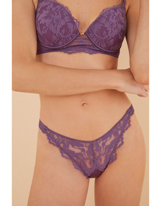 Slip classico con cinturino in pizzo viola