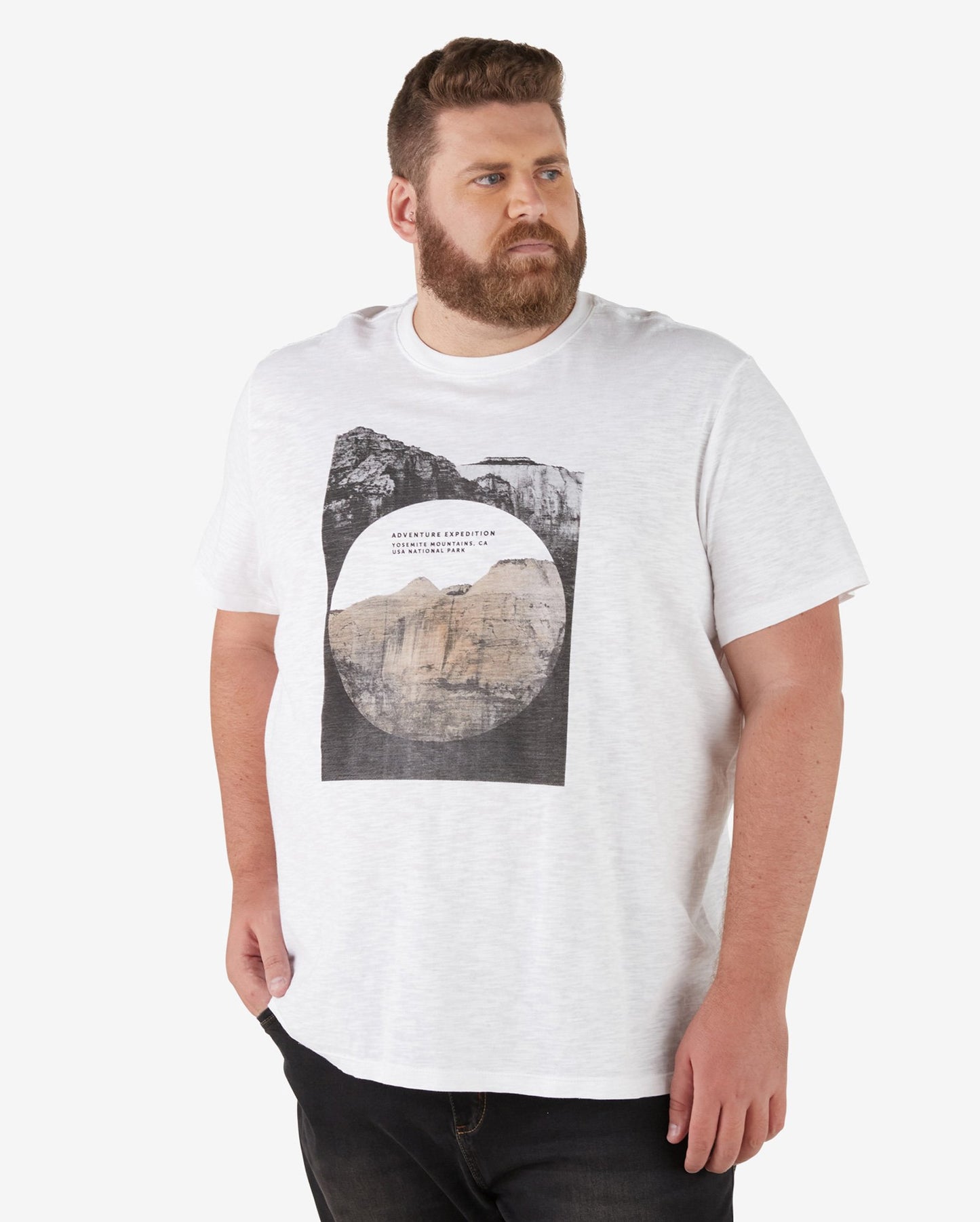 Maglietta a manica corta Plus Size da uomo con fiamma bianca