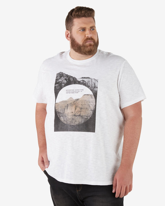 Camiseta masculina Plus Size de manga curta Flame White
