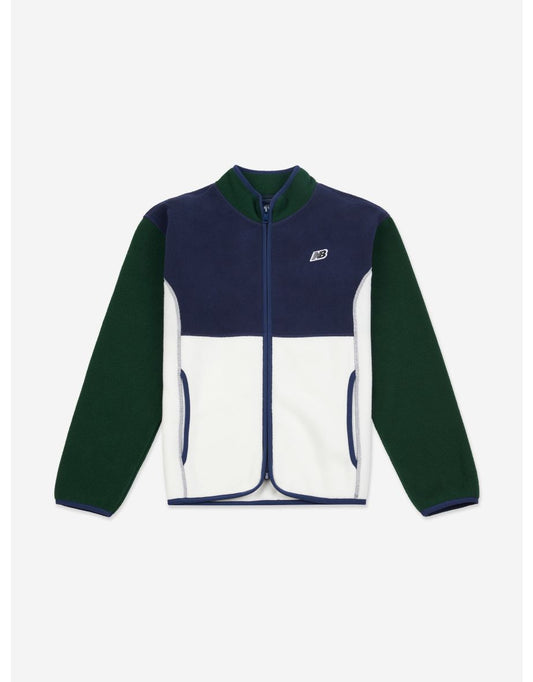 Top con zip in pile polare Premium da bambino in blu scuro