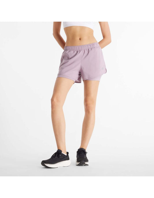 Pantaloncini New Balance Sport Essentials 2-in-1 viola da donna