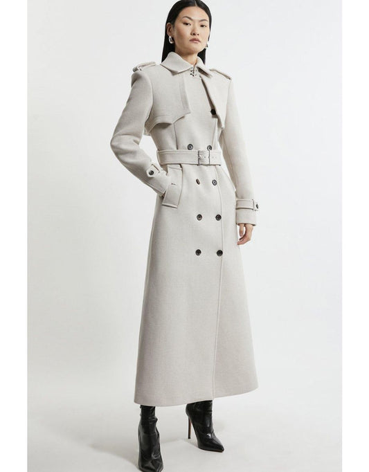 Trench sartoriale Petite in lana italiana con cintura