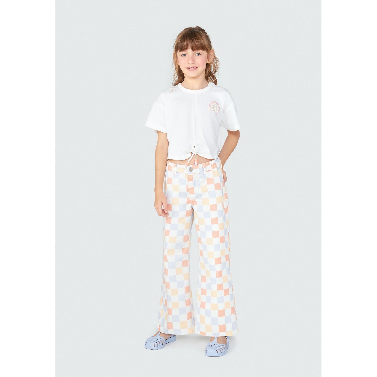 Pantaloni a gamba larga in twill da bambina