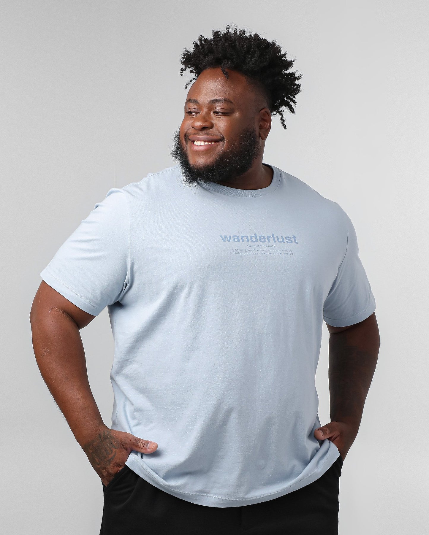 Camiseta masculina plus size Wanderlust azul | Original Plus da Riachuelo