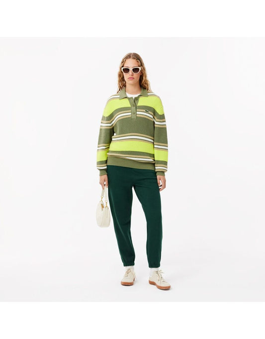 Calça de moletom Lacoste verde de piqué para mulheres