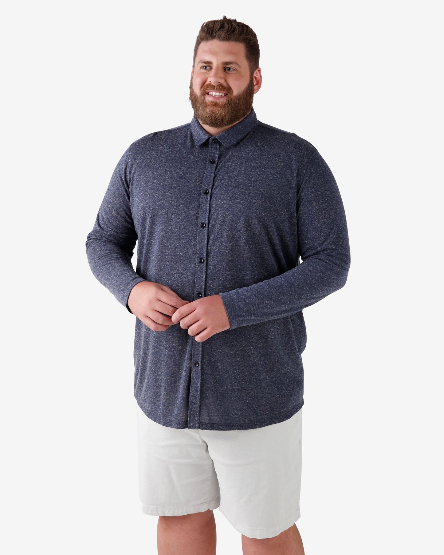 Camisa Heathered Plus Size - Azul-marinho