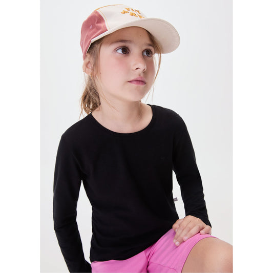 Blusa básica de manga longa com remendo para meninas - Hering Kids