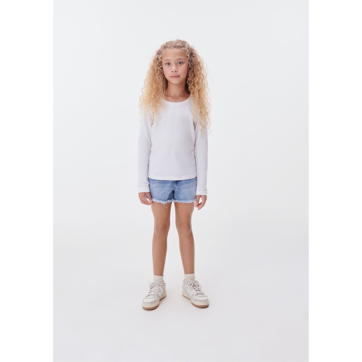 Blusa básica de manga longa com remendo para meninas - Hering Kids