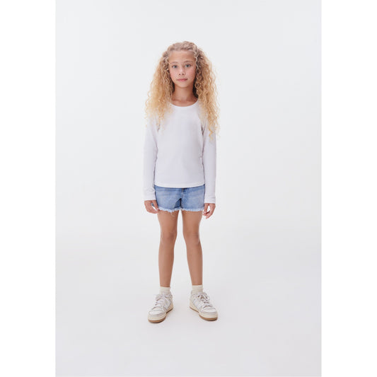 Blusa básica de manga longa com remendo para meninas - Hering Kids