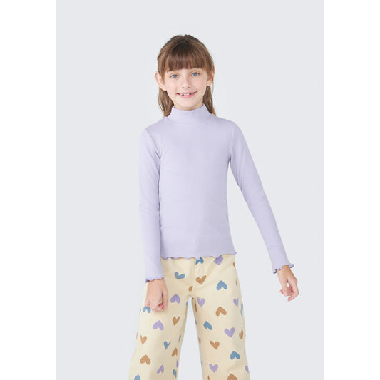 Top dolcevita basic a maniche lunghe da bambina