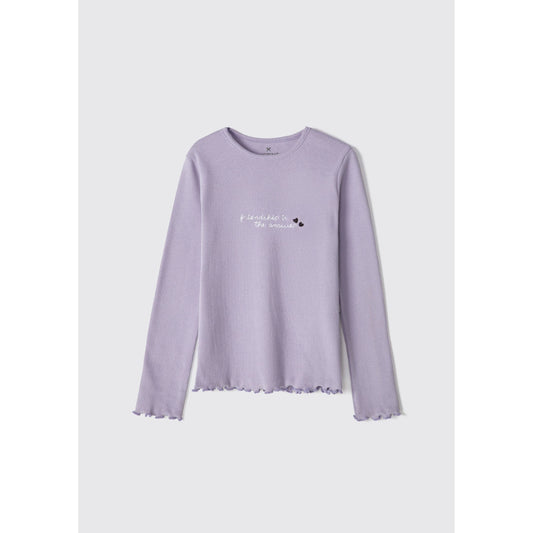 Blusa de manga comprida com nervuras para meninas