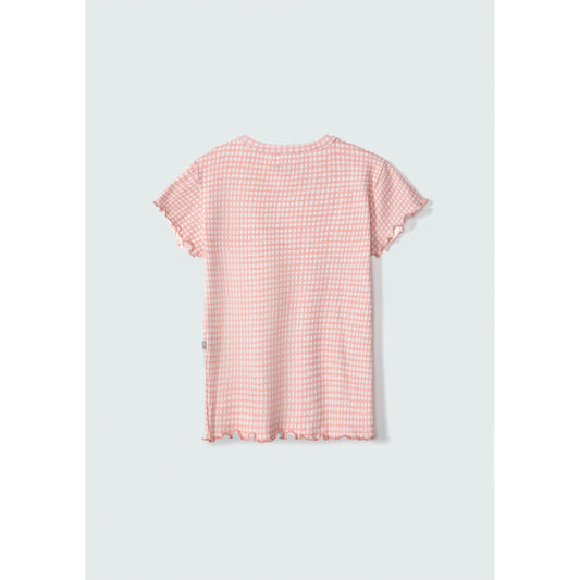 Top estampado de canalé de manga corta para niña