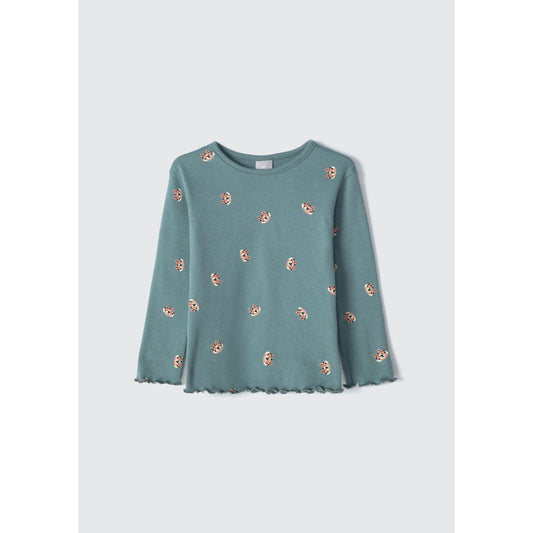 Top a costine per bambina con volant