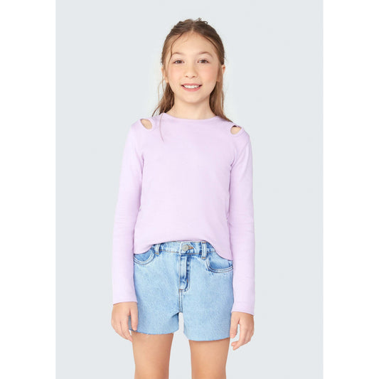 Top da bambina in maglia a coste