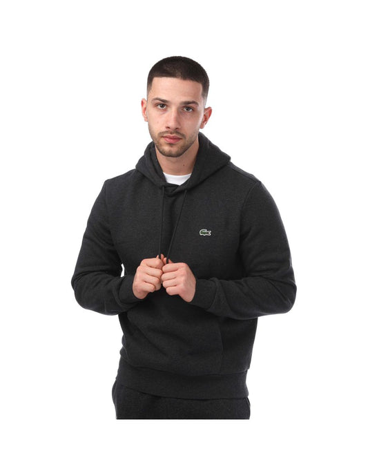 Felpa con cappuccio in cotone organico Lacoste da uomo in grigio